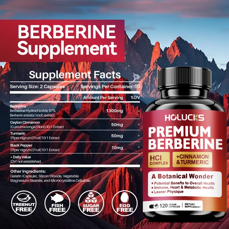 Berberine Hcl Capsule - โฮลัคส์ พรีเมี่ยม เบอร์เบอรีน เอชซีแอล คอมเพล็กซ์พร้อมอบเชยและขมิ้น สุขภาพหัวใจ