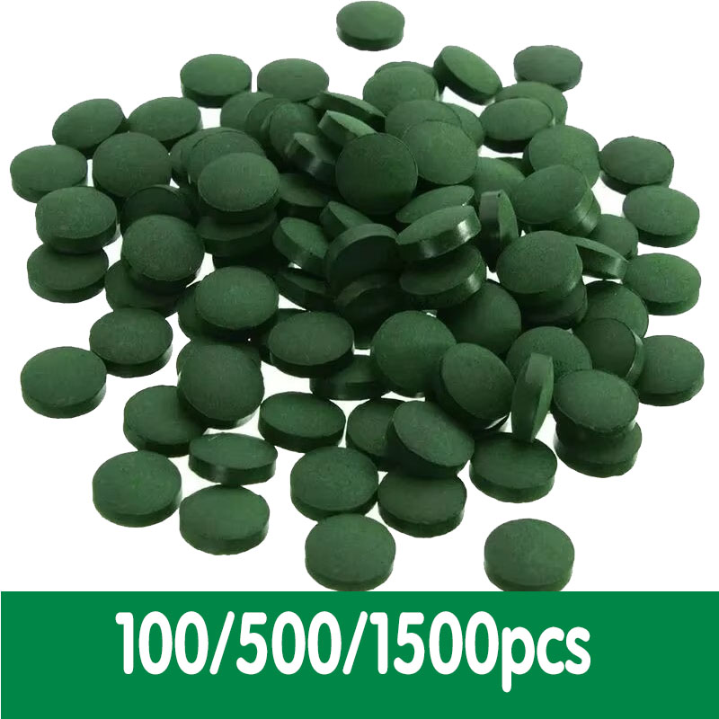 Spirulina Tablet Organic - 100/1500 PC สไปรูลิน่าความบริสุทธิ์สูงเม็ดเกลียวสาหร่ายทะเลเสริมอาหารสัตว์เลี้ยงที่ชื่นชอบปลาคริสตัลแดงกุ้งอาหารปลาตู้ปลา