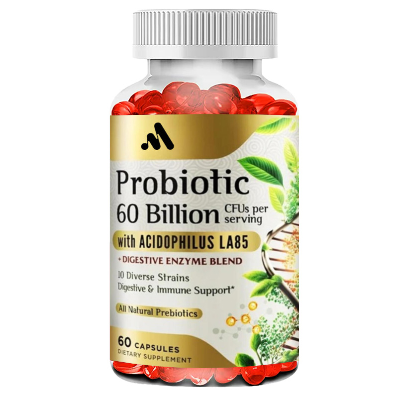 Probiotic 60 Billion - หนึ่งหน่วยบริโภคประกอบด้วยโปรไบโอติกและพรีไบโอติก 60 พันล้านหน่วย ช่วยเสริมสร้างสุขภาพทางเดินอาหารและลำไส้
