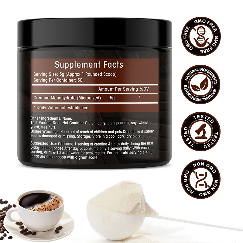 Creatine Monohydrate Powder - ผงครีเอทีนเคซินช์ รสกาแฟ | อาหารเสริมสร้างกล้ามเนื้อหลังออกกำลังกาย | รองรับการเพิ่มความแข็งแรงสำหรับผู้ชายและผู้หญิง