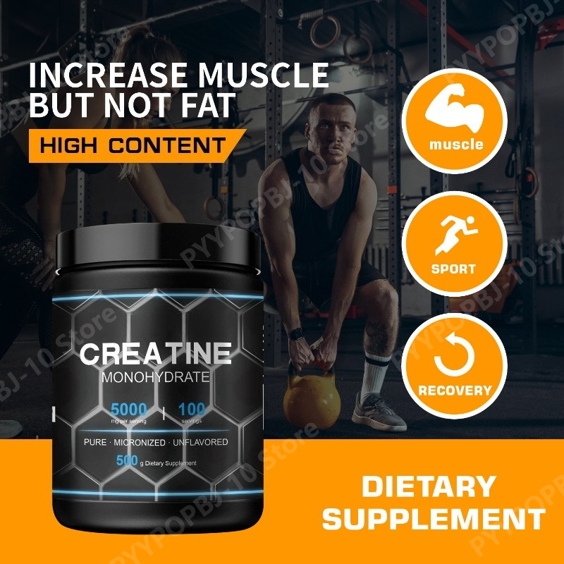 Creatine Monohydrate Powder - ผงครีเอทีนโมโนไฮเดรตบริสุทธิ์แบบไมโครไนซ์ ไม่มีรสชาติ 500 กรัม 5000 มก.
