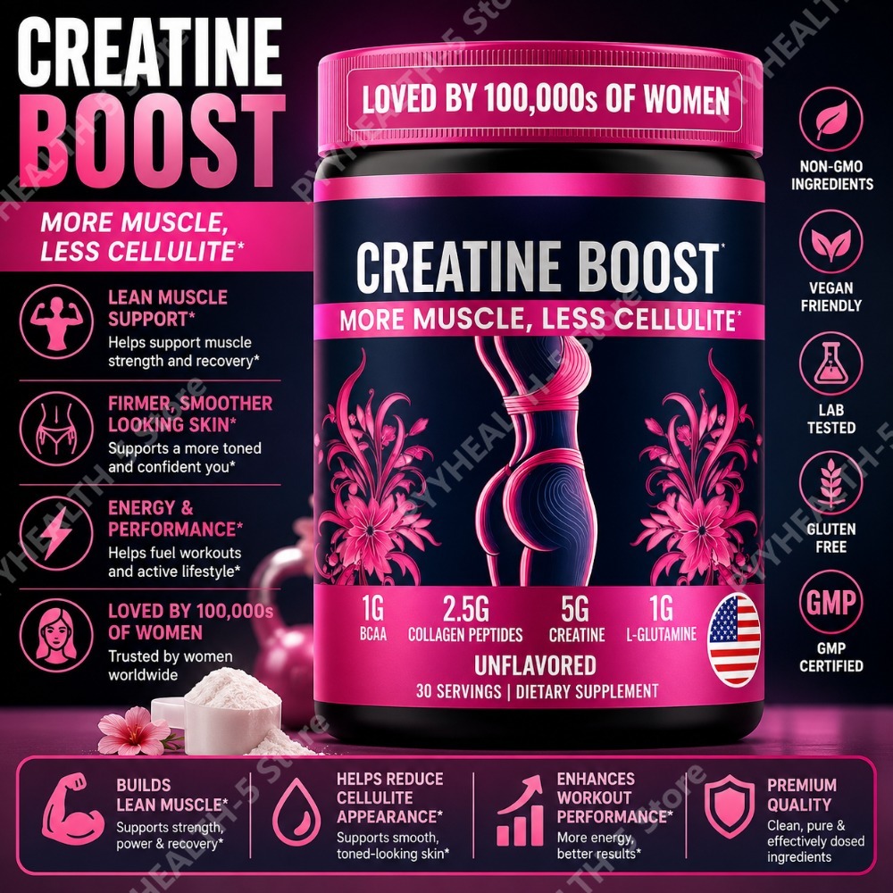 Creatine Monohydrate Powder - ผงครีเอทีนโมโนไฮเดรตสำหรับผู้หญิง ผสมคอลลาเจนเปปไทด์ บีซีเอเอ แอล-กลูตามีน รสจืด สำหรับเสริมสร้างสุขภาพประจำวัน