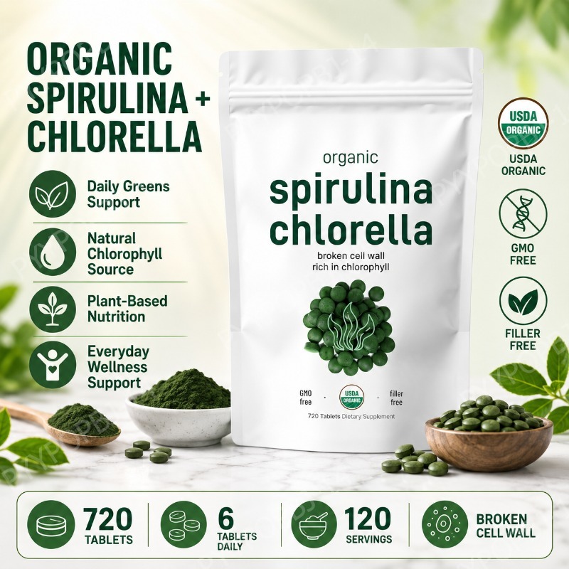 เม็ดสไปรูลิน่า คลอเรลลา ออร์แก - Spirulina Tablet Organic บทวิจารณ์และราคา